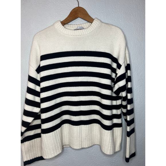 Zara, black and white striped sweater size large - Picture 1 of 5
